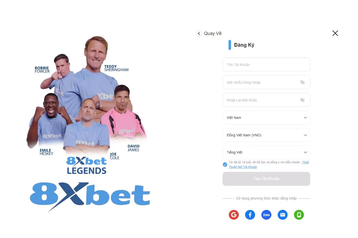 Thực hiện đăng ký 8xbet siêu dễ dàng