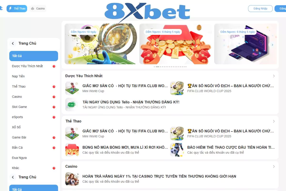 Vô vàn ưu đãi 8xbet hấp dẫn dành tặng người chơi